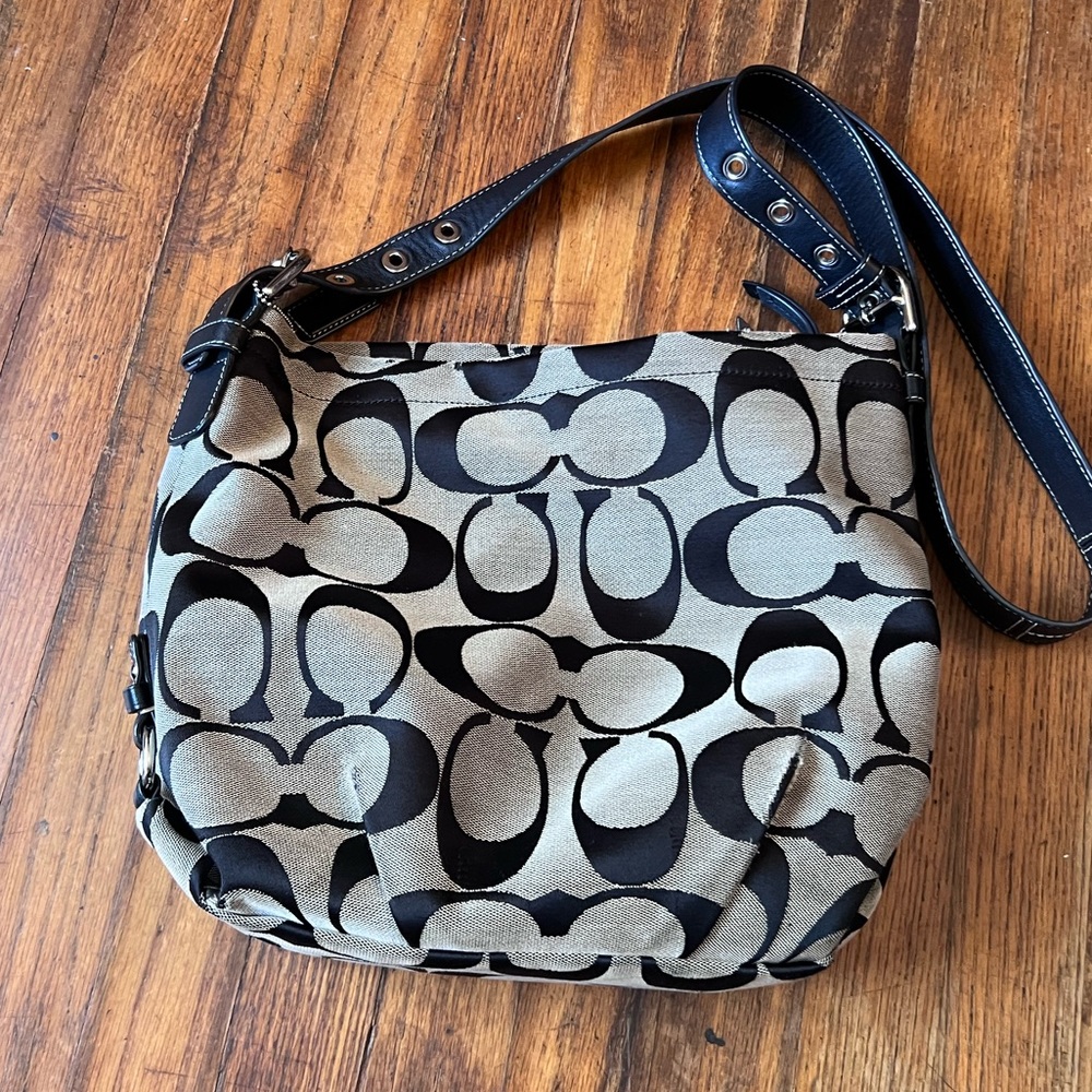 Coach signature black and gray crossbody bag